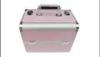 Pink Aluminum Makeup Storage Box Durable Double Locks Interlayer Women Beauty Case