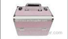 Pink Aluminum Makeup Storage Box Durable Double Locks Interlayer Women Beauty Case