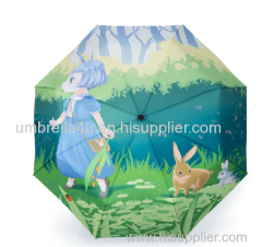 Lovely Pretty Fairy Tale Photo Printing 3 Folding Umbrella