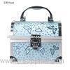 Women Aluminum Beauty Box Cosmetic Vanity Organizer Custom Blue ABS Hard Case