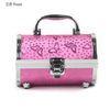 Round Aluminum Cosmetic Case Beauty Box Organizer Beautiful Pink Pattern Box