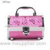 Round Aluminum Cosmetic Case Beauty Box Organizer Beautiful Pink Pattern Box