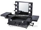 Mobile Lighted Makeup Station 1pc MOQ / Rolling Trolley Makeup Train Case With Stands