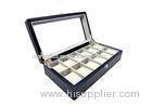 Dark Blue PU Leather Watch Boxes Cases 12" X 8" X 3" 12pcs Watch Box