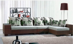 Brown color rattan wicker corner sofa furniture set for living room