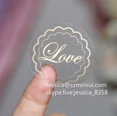 Custom Private Label Waterproof Removable Sticker Self Adhesive Vinyl Transparent Label Sticker With Hot Stamping