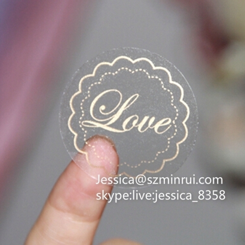 Custom Logo Printing Transparent Gold Foil Clear Vinyl Waterproof Labels -  China Clear Label and Decorative Sticker price