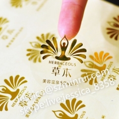 Custom Private Label Waterproof Removable Sticker Self Adhesive Vinyl Transparent Label Sticker With Hot Stamping