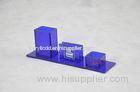 Table Top Brochure StandsCustom Blue Plastic Office Supplies Pen Holder Transparent