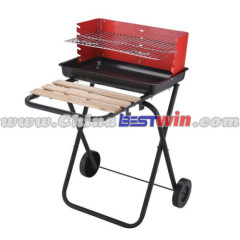 PORTABLE FOLDING TROLLEY BBQ CHARCOAL GRILL