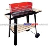 RED AND BLACK TROLLEY CHARCOAL BBQ GRILL