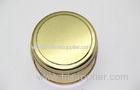 Glossy Round Food Metal Tin Box With Golden Oil Paint / Lid RoHS