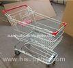 Metal Supermarket Rolling Shopping Carts Chrome Plating 90L With Baby Seat