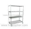 Adjustable Stainless Steel Display Racks 4 Layer Supermarket Movable Storage Shelves