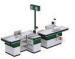 Yellow Supermarket Cash Counter Double Sided Retail Register Counters With Light Box