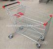 210L Wire Grocery Basket Anti - Rust Steel 4 Wheel Shopping Trolley With Castors