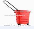 Plastic Red Shopping Basket With Wheels Trolley Grocery Store Carts 50L