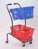 50KGS Shopping Basket Trolley Japanese Style Zinc Plating Metal Double Basket Hand Push