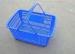 Blue Supermarket Plastic Basket With Handle Two Handles Logo Print