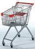 Red Grocery store Wire Shopping Trolley Metal Retail Carts 70L Printed Logo