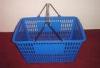 Store Plastic Shopping Baskets With Handles Used Double Metal Handle