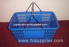 Store Plastic Shopping Baskets With Handles Used Double Metal Handle