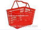 Rectangular Plastic Hand Shopping Basket Hollow - out Double Handle