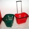 Colorful Shopping Hand Baskets Grocery Store Carts Double Pull Rod Storage