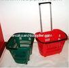 Colorful Shopping Hand Baskets Grocery Store Carts Double Pull Rod Storage