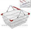 Chrome Plated Metal Shopping Baskets With Handles / Wire Grocery Basket