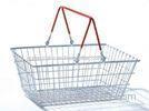 Grocery Store 19L Hand Shopping Basket Zinc Coated Silver Metallic Storage