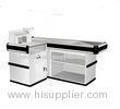 Supermarket White Retail Counter Practical With No Rusting Powder Plated