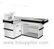 Supermarket White Retail Counter Practical With No Rusting Powder Plated