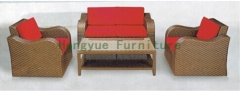 Brown rattan wicker gardens sofa furniture set with cushions