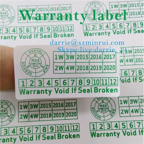 China largest destructible vinyl paper manufacturer Wholesale green rectangle 2cmX4cm tamper evident warranty sticker