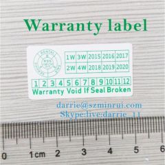 China largest destructible vinyl paper manufacturer Wholesale green rectangle 2cmX4cm tamper evident warranty sticker