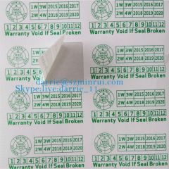 China largest destructible vinyl paper manufacturer Wholesale green rectangle 2cmX4cm tamper evident warranty sticker