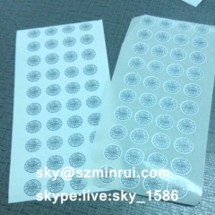 Dia 12mm Custom Frangible Paper Security Seals Sticker Sheet Round Black Printing Warranty Label