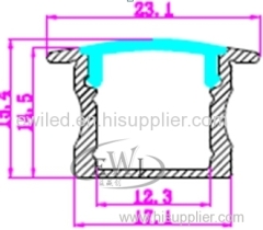 Deep extruded aluminium led profile with flange for mounting