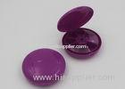 Purple Double Cap Round Pill Box With Seven Compartments / Travel Pill Holder