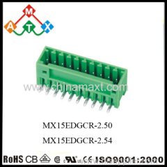 Green male right angle plug in terminal block connectors 2.54mm