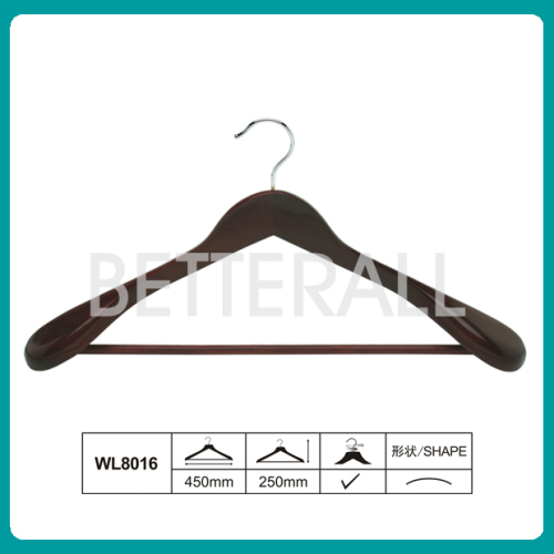 Customed LOGO Luxury Natural Wooden Hanger For Clothes