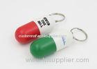 Capsule Shaped Home Plastic Pill Holder Keychain For Decoration