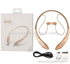 LG Tone Ultra Lightweight Neckband Design HBS-902 Wireless Bluetooth Sports Stereo Headsets Golden with Magnetic Earbuds