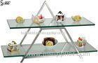 Deluxe Tempered Glass 2 Tiers Display Stand Two Tier Cake Stand For Hotel