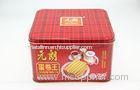 Reclycle Egg Rolls / Cookies Red Square Tin Boxes Packaging FDA ROHS