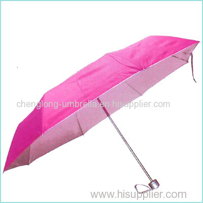 Manual Open 3 Fold Up Umbrella with Silver Coated