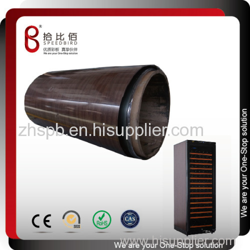 Wooden grain PVC film laminated metal sheet for wine cabinet