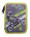 600D 2 compartment pencil bag with motor pattern for school kids