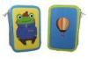 Universal Sweet Frog Pattern Triple Zip Pencil Case Bags Student 300D